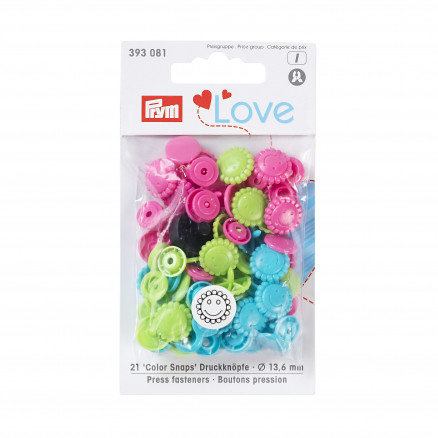 Prym Love Color Snaps Trykknapper Plast Blomst 13,6mm Ass. Pink/Grøn/T thumbnail