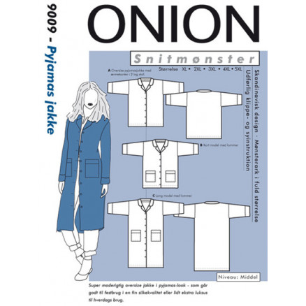 ONION Snitmønster Plus 9009 Pyjamas Jakke Str. XL-5XL thumbnail