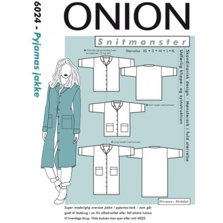 ONION Snitmønster 6024 Pyjamas Jakke Str. XS-XL thumbnail