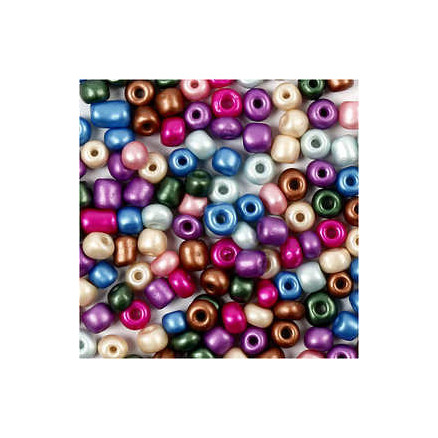 Rocai-mix, str. 4/0 , diam. 5 mm, metallicfarver, 720g, hulstr. 1,2 mm thumbnail