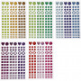 Stickers til mosaik, ass. farver, diam. 8-14 mm, 11x16,5 cm, 10 ark/ 1 pk.