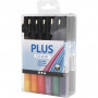 Plus Color tusch, ass. farver, L: 14,5 cm, streg 1-2 mm, 18 stk./ 1 pk., 5,5 ml