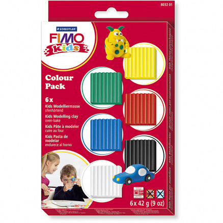 FIMO® Kids ler, standardfarver, 6x42g thumbnail