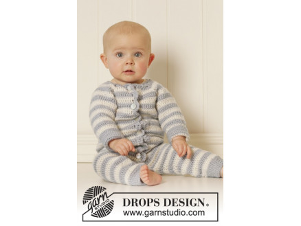 Baby Blues by DROPS Design - Baby heldragt Hækleopskrift str. 0/1 mdr thumbnail