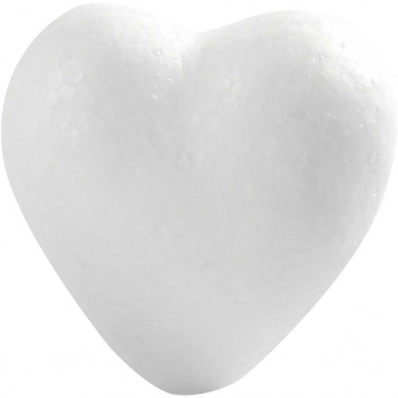 Hjerte, H: 6 cm, hvid, styropor, 50stk. thumbnail