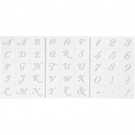 Skabeloner, bogstaver og tal, A5 15x21 cm, H: 20-30 mm, 3ark thumbnail