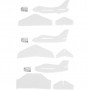 Flyvemaskiner, L: 11,5-19 cm, B: 11-17,5 cm, hvid, 50stk.
