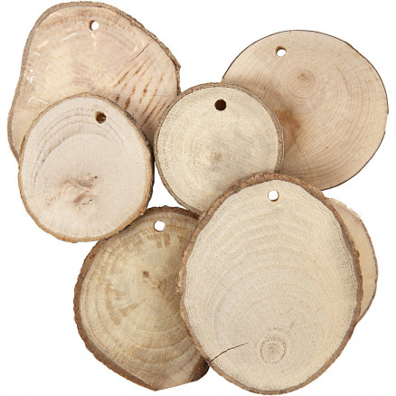 Træskiver, diam. 4-7 cm, tykkelse 5 mm, 25stk. thumbnail