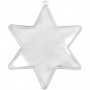 Deko-stjerne, transparent, H: 10 cm, 5 stk./ 5 pk.