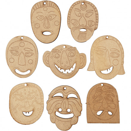 Masker til ophæng, str. 5,5-7 cm, tykkelse 4 mm, MDF, 24stk. thumbnail