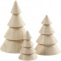 Juletræer, H: 5+7,5+10 cm, diam. 3,5+5,4+6,7 cm, 3 stk./ 1 pk.