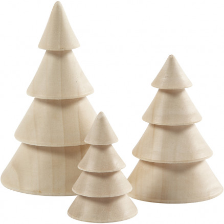 Juletræer, H: 5+7,5+10 cm, diam. 3,5+5,4+6,7 cm, kejsertræ, 3stk. thumbnail