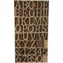 Bogstaver, tal og symboler af træ, H: 8 cm, tykkelse 1,5 cm, 240 stk./ 1 pk.