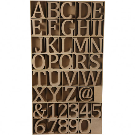Bogstaver, tal og symboler af træ, inkl. gratis trædisplay, H: 8 cm, t thumbnail