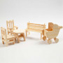 Minimøbler, stol, bænk, gyngestol, bord, barnevogn, H: 5,8-10,5 cm, 50 stk./ 50 pk.