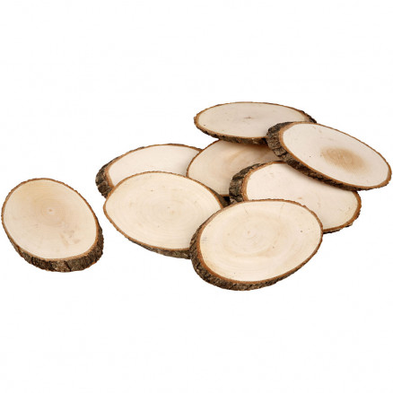 Træskiver, ca. 11x7,5 cm, tykkelse 8 mm, 12stk. thumbnail