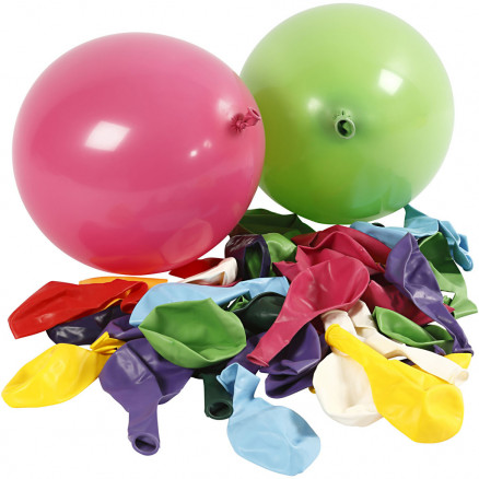 Balloner, diam. 23 cm, ass. farver, runde, 100stk. thumbnail