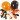 Balloner, sort, orange, hvid, runde, diam. 23-26 cm, 100 stk./ 1 pk.