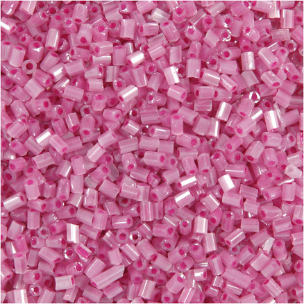 Rocaiperler, rosa, 2-cut, diam. 1,7 mm, str. 15/0 , hulstr. 0,5 mm, 50