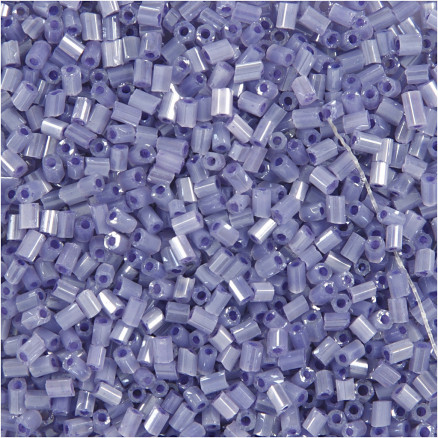 Diverse Rocaiperler, transparent lilla, 2-cut, diam. 1,7 mm, str. 15/0 , hulst