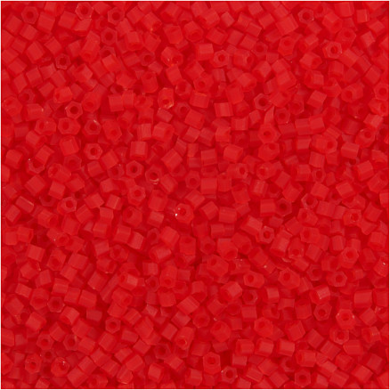 Rocaiperler, str. 15/0 , diam. 1,7 mm, transparent rød, 2-cut, 500g, h thumbnail