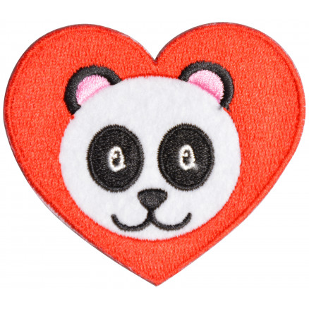 Strygemærke Panda i Hjerte 6,8x6,1cm