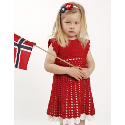 Princess Matilde by DROPS Design - Kjole og Hårbånd Hækleopskrift str. - 2 år