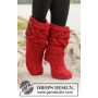 Little Red Riding Slippers by DROPS Design - Tøfler med snoninger Strikkeopskrift str. 35/37 - 40/42