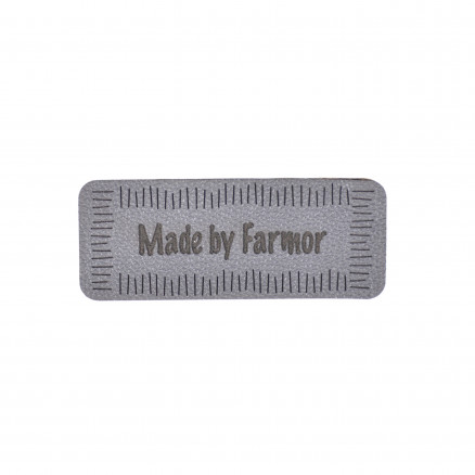Label Made by Farmor Imiteret læder Grå 5x2cm - 1 stk thumbnail