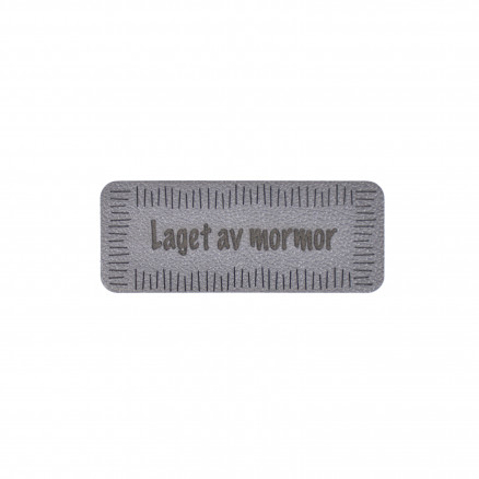 Norsk Label Laget av Mormor Imiteret læder Grå 5x2cm - 1 stk