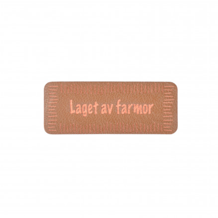 Norsk Label Laget av Farmor Imiteret læder Brun 5x2cm - 1 stk