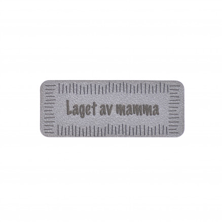 Norsk Label Laget av Mamma Imiteret læder Grå 5x2cm - 1 stk