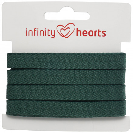 Infinity Hearts Sildebens Bånd Bomuld 10mm 14 Flaskegrøn - 5m thumbnail