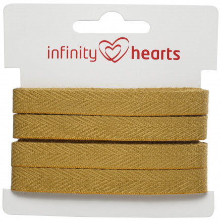 Infinity Hearts Sildebens Bånd Bomuld 10mm 11 Sennep - 5m thumbnail