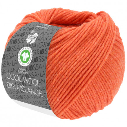 Lana Grossa Cool Wool Big Mélange GOTS Garn 228 Meleret Koral thumbnail