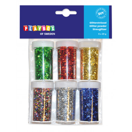 Playbox Glitterpulver/Glimmer Basisfarver 20g - 6 stk thumbnail