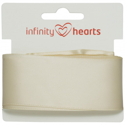 Infinity Hearts Satinbånd Dobbeltsidet 38mm 810 Natur - 5m thumbnail