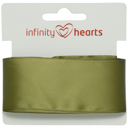 Infinity Hearts Satinbånd Dobbeltsidet 38mm 593 Armygrøn - 5m thumbnail