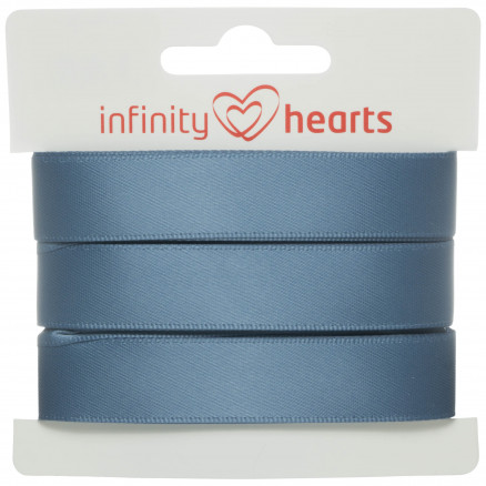 Infinity Hearts Satinbånd Dobbeltsidet 15mm 338 Blå - 5m thumbnail