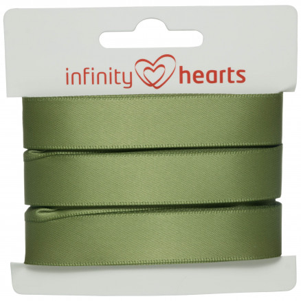 Infinity Hearts Satinbånd Dobbeltsidet 15mm 593 Armygrøn - 5m thumbnail