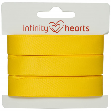 Infinity Hearts Satinbånd Dobbeltsidet 15mm 645 Gul - 5m thumbnail