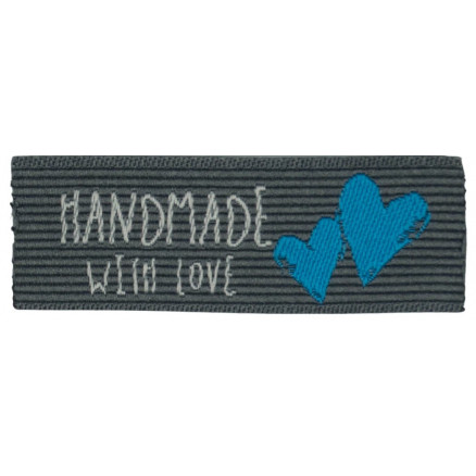 Label Handmade with Love Grå med Blå - 1 stk thumbnail