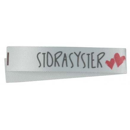 Label Svensk Storasyster Hvid - 1 stk