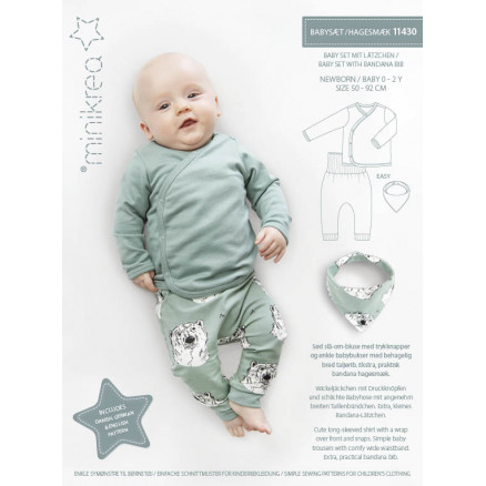 MiniKrea Babysæt med Hagesmæk Str. 0-2 år