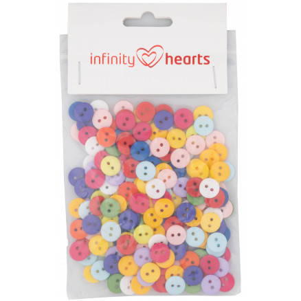Infinity Hearts Knapper i Plastboks 2-Huls Runde Plastik Ass. Farver 1 thumbnail