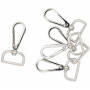 Infinity Hearts Karabinhage med D-ring Messing Sølv 60x30mm - 5 stk