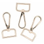 Infinity Hearts Karabinhage med D-ring Messing Lys Guld 60mm - 3 stk
