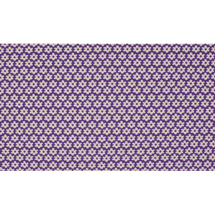 Minimals Bomuldspoplin Stof Print 43 Flower Purple 145cm - 50cm