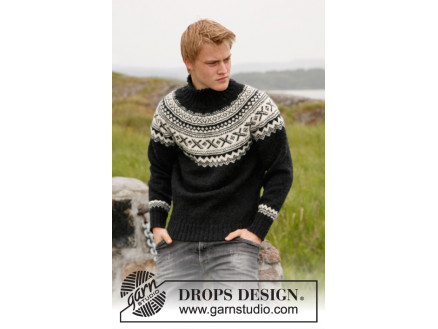 Neville by DROPS Design - Sweater Strikkeopskrift str. S - XXXL thumbnail