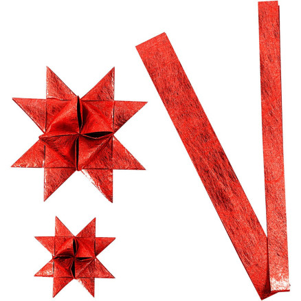 Stjernestrimler, B: 15+25 cm, diam. 6,5+11,5 cm, rød, silke, 32strimle thumbnail